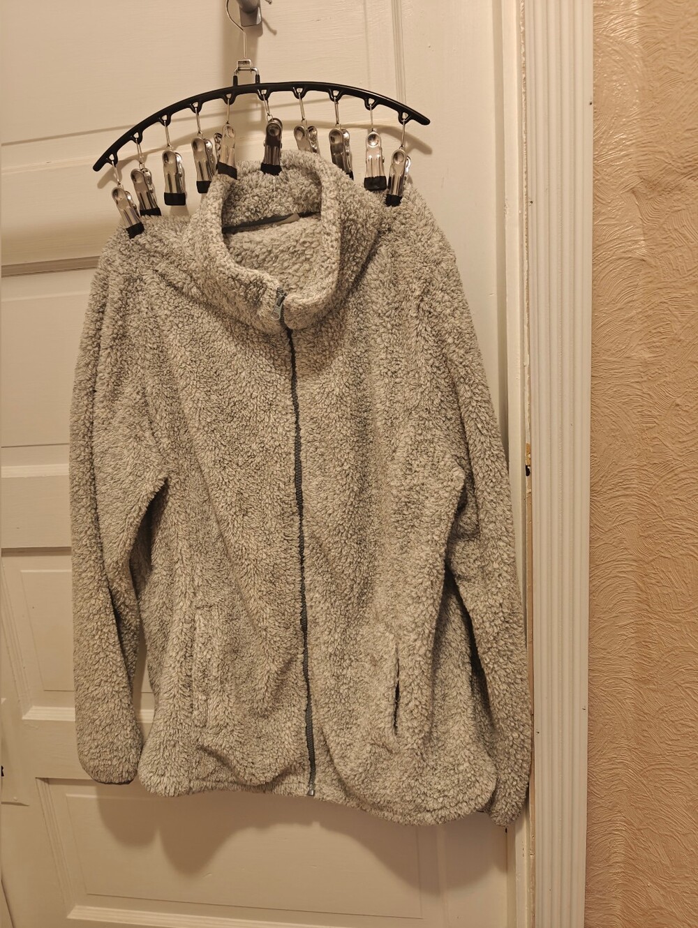 St. John's Bay Active Sweater Womens XL Gray Solid Fleece Full Zip High Neck